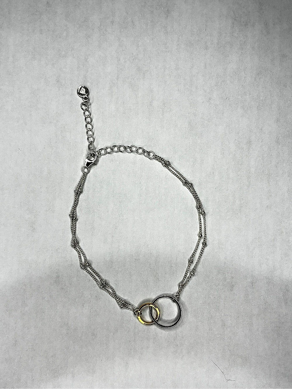 Two-Tone Ring Sterling Silver Link Bracelet, new
